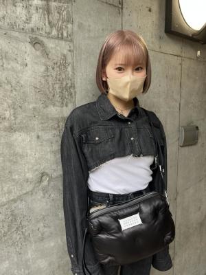 ミルクティーベージュ　グレージュ　切りっぱなしボブ