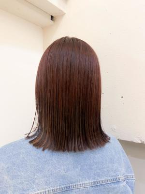 切りっぱなしボブ チェリーレッド【横浜】W