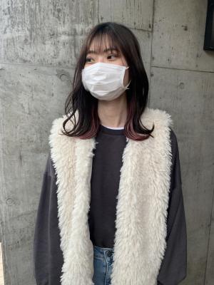 インナーカラー デザインカラー ピンクベージュ ピンクカラー