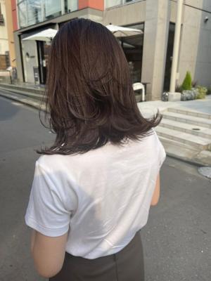 透明感カラー 秋カラー ダークグレー レイヤーカット