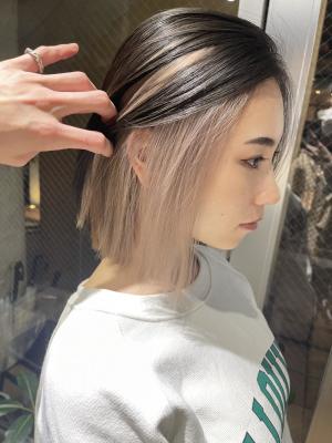 ハイライト　インナーカラー　デザインカラー　ホワイトベージュ