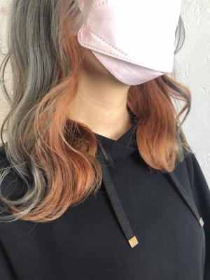 インナーカラー/グレージュ/オレンジ/￥9900