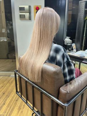 ボブウルフ　ブルージュ　シアーグレージュ　センター分けボブ