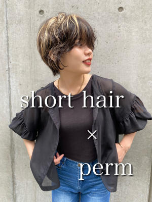 パーマで楽ちん☆マッシュショート　カット　髪質改善　インナーのイメージ画像