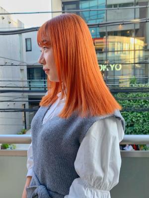 外国人風カラー　ネオンカラー　シアーグレージュ　ボブウルフ