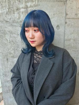 外国人風カラー　ネオンカラー　シアーグレージュ　ボブウルフ