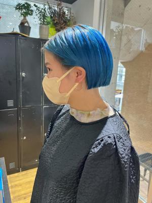 外国人風カラー　ネオンカラー　シアーグレージュ　ボブウルフ