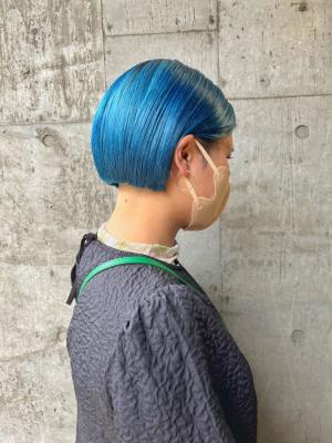 外国人風カラー　ネオンカラー　シアーグレージュ　ボブウルフ