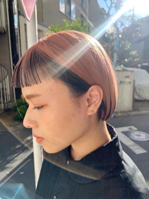 外国人風カラー　ネオンカラー　シアーグレージュ　ボブウルフ