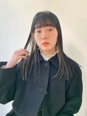 外国人風カラー　ネオンカラー　シアーグレージュ　ボブウルフ