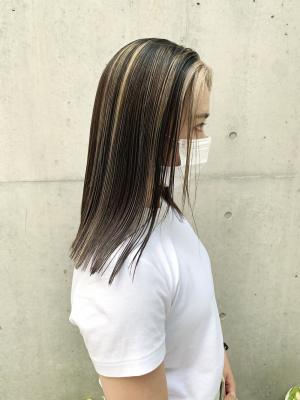 外国人風カラー　ネオンカラー　シアーグレージュ　ボブウルフ