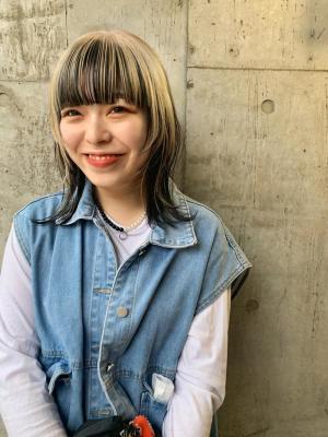 外国人風カラー　ネオンカラー　シアーグレージュ　ボブウルフ