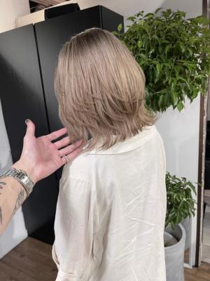 ホワイトグレージュ コンマヘア くすみブルー ダークアッシュ