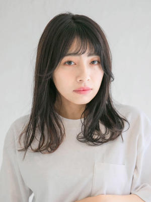 三軒茶屋_レディース_セミロング_黒髪_ブラック_コテ巻き