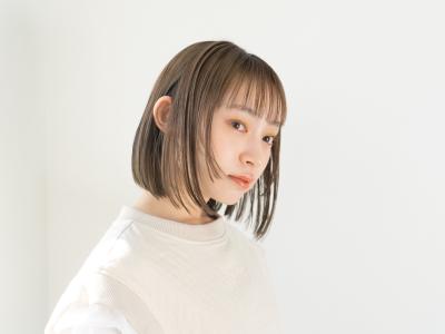 ベージュカラー×シースルーボブ