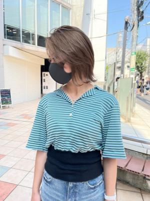 ホワイトグレージュ コンマヘアくすみブルー ダークアッシュ	