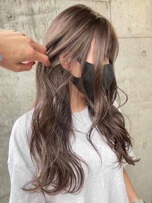 ホワイトグレージュ コンマヘアくすみブルー ダークアッシュ	