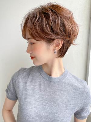 20代30代40代黒髪前下がりショートボブ丸みショート