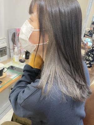 1ブリーチでつくるグレーのインナーカラー 【横浜】w