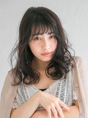 三軒茶屋_レディース_セミロング_コテ巻き_コスメパーマ