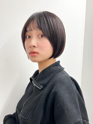 【長谷川】黒髪シースルーバングボブ