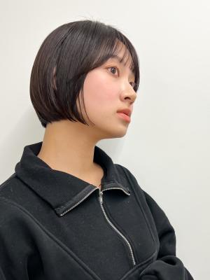 【長谷川】黒髪シースルーバングボブ