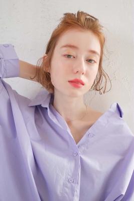 三軒茶屋_レディース_オレンジベージュ_ヘアアレンジ_小顔