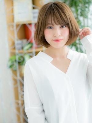 【浅草美容院HANARE】キャラメルベージュでオン眉ミニボブ 【浅草美容院HANARE】キャラメルベージュでオン眉ミニボブ