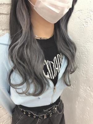 インナーカラー/ライトグレー/グレージュ/冬カラー