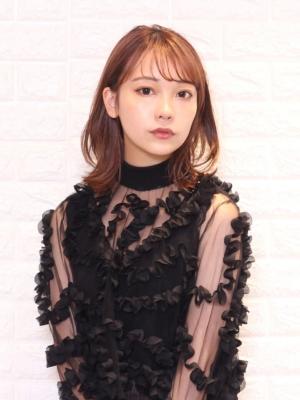 シースルーバング×小顔外はねミディアム【代々木/新宿】