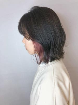 インナーカラー　ピンクベージュ