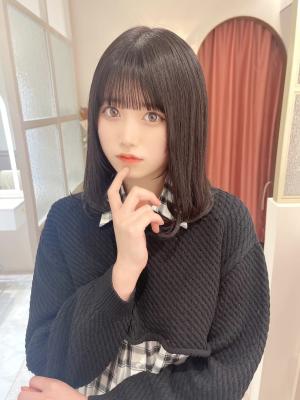 前髪カットが可愛い☆暗髪ブラウンカラー
