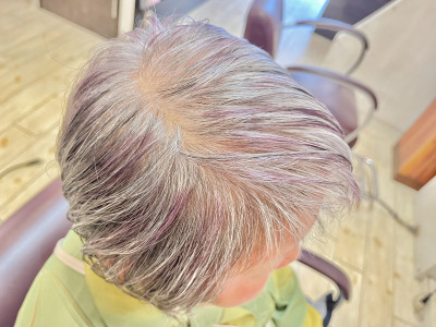白髪の上からピンク系ハイライト＠ボブのイメージ画像