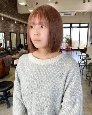 【pignon】シアーグレージュ 切りっぱなしボブ ボブ 【pignon】シアーグレージュ 切りっぱなしボブ ボブのイメージ画像