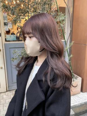 ココアベージュ 春カラー顔周りカット【横浜】