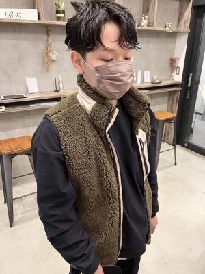 韓国　かき上げ　ツーブロ