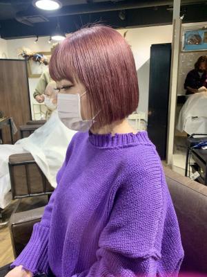 ピンク ショコラアッシュ ヘルシースタイル ふんわりカール