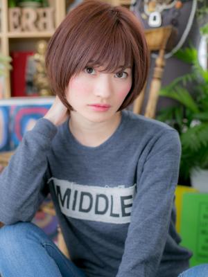 シースルー前髪ラベンダー小顔前下がりボブ　ダークグレージュ