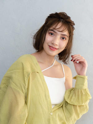 三軒茶屋_レディース_ミディアム_ブラウン_ヘアアレンジ_