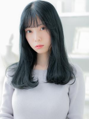 ブルージュシースルーバング韓国風小顔ロング　リラクシー