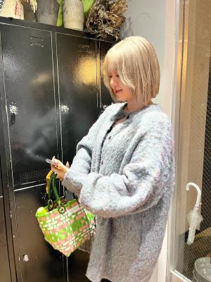 大人可愛いチョコレートモードプリカール外はねボブハイライト