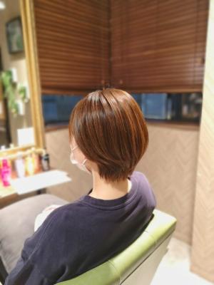 小顔ワンサイドショートボブ丸み前下がり大人可愛い20代30代 小顔ワンサイドショートボブ丸み前下がり大人可愛い20代30代のイメージ画像