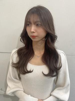 顔周りレイヤーカット韓国ロングヘア【横浜】