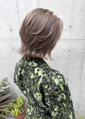 大人可愛いチョコレートモードプリカール外はねボブハイライト