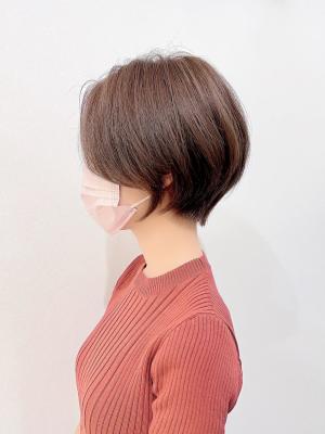 大人ガーリー横浜プリカール丸みショートボブチョコレートカラー