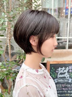 大人ガーリーチョコレートカラープリカール横浜ショートボブ
