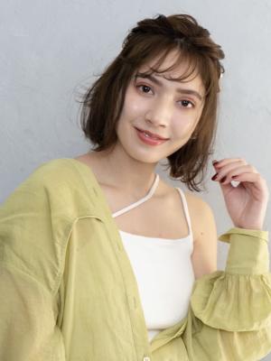 三軒茶屋_レディース_ミディアム_ボブ_ヘアアレンジ_小顔