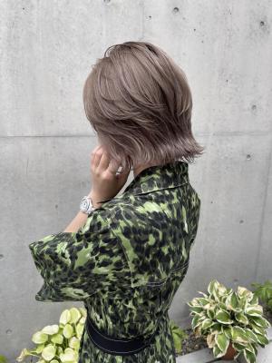 大人可愛いチョコレートモードプリカール外はねボブハイライト