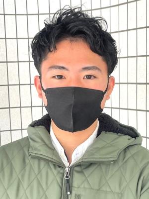 アップバング　ツーブロックショート　束感