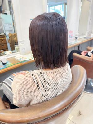 切りっぱなしボブ 透明感カラー【横浜】k